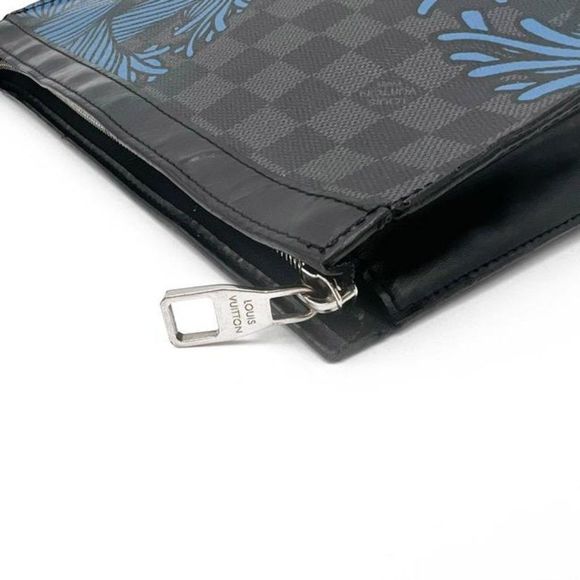 Louis Vuitton Pochette Rope Voyage Blue Black Damier Graphite Canvas Weekend - Picture 9 of 12